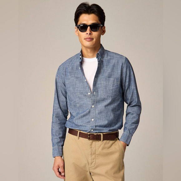 J. Crew Other - $98 J.CREW Slim Untucked organic cotton chambray shirt in one-year wash L
